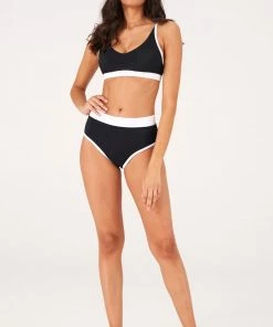Onzie Color Block Bra - Black White Rib 10 Onzie Color Block Bra - Black White Rib