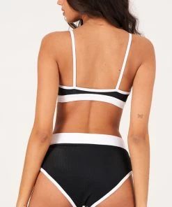 Onzie Color Block Bra - Black White Rib 9 Onzie Color Block Bra - Black White Rib