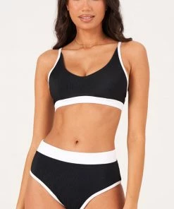 Onzie Color Block Bra - Black White Rib