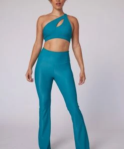 ONZIE Rib Studio Flare Leg Pant - Aquamarine Women's New
