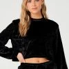 Onzie Velvet Crop - Black Crushed Velvet 2 Onzie Velvet Crop - Black Crushed Velvet