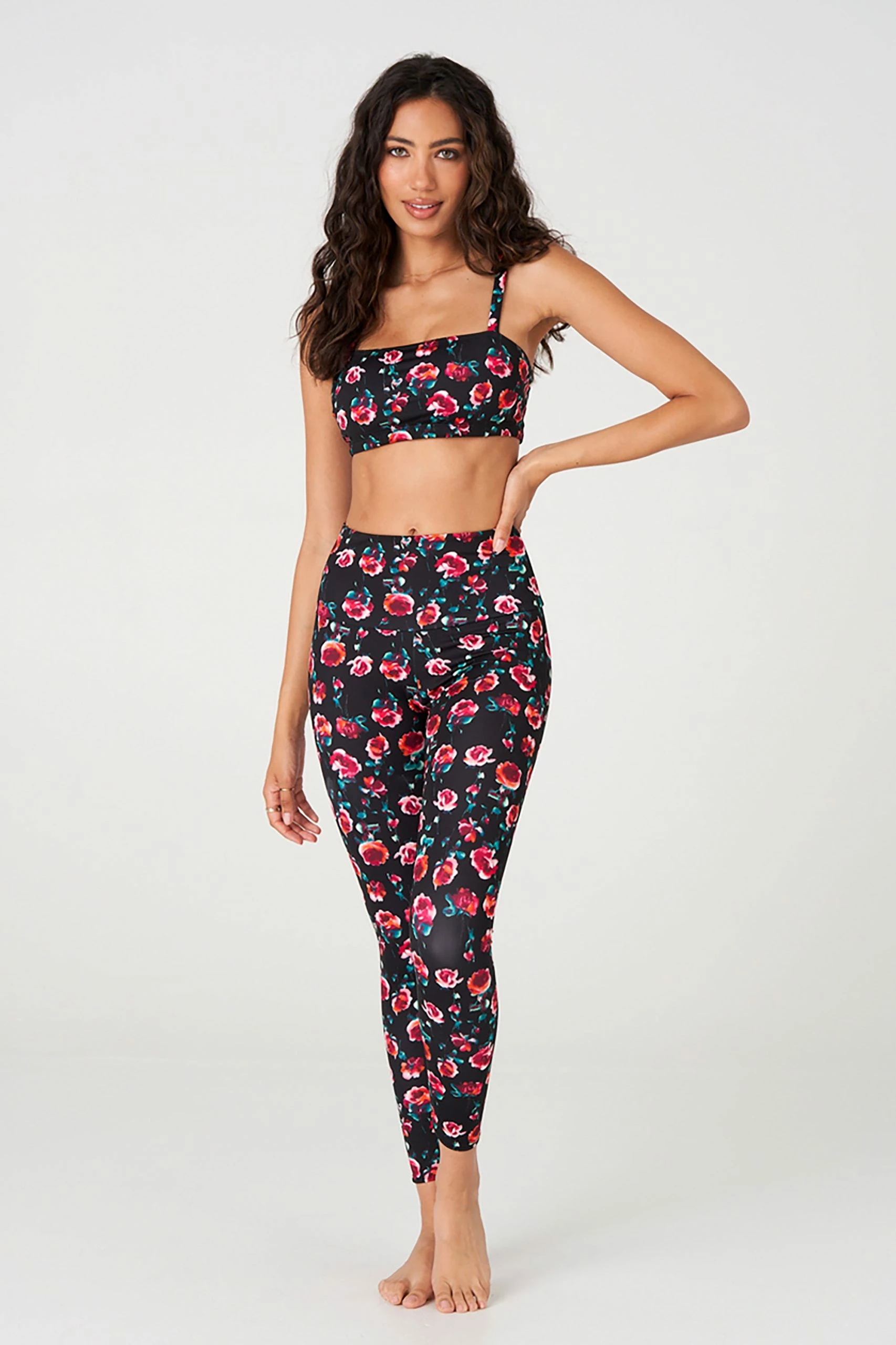 Onzie High Rise Legging - Midnight Roses Bottoms 6 Onzie High Rise Legging - Midnight Roses Bottoms