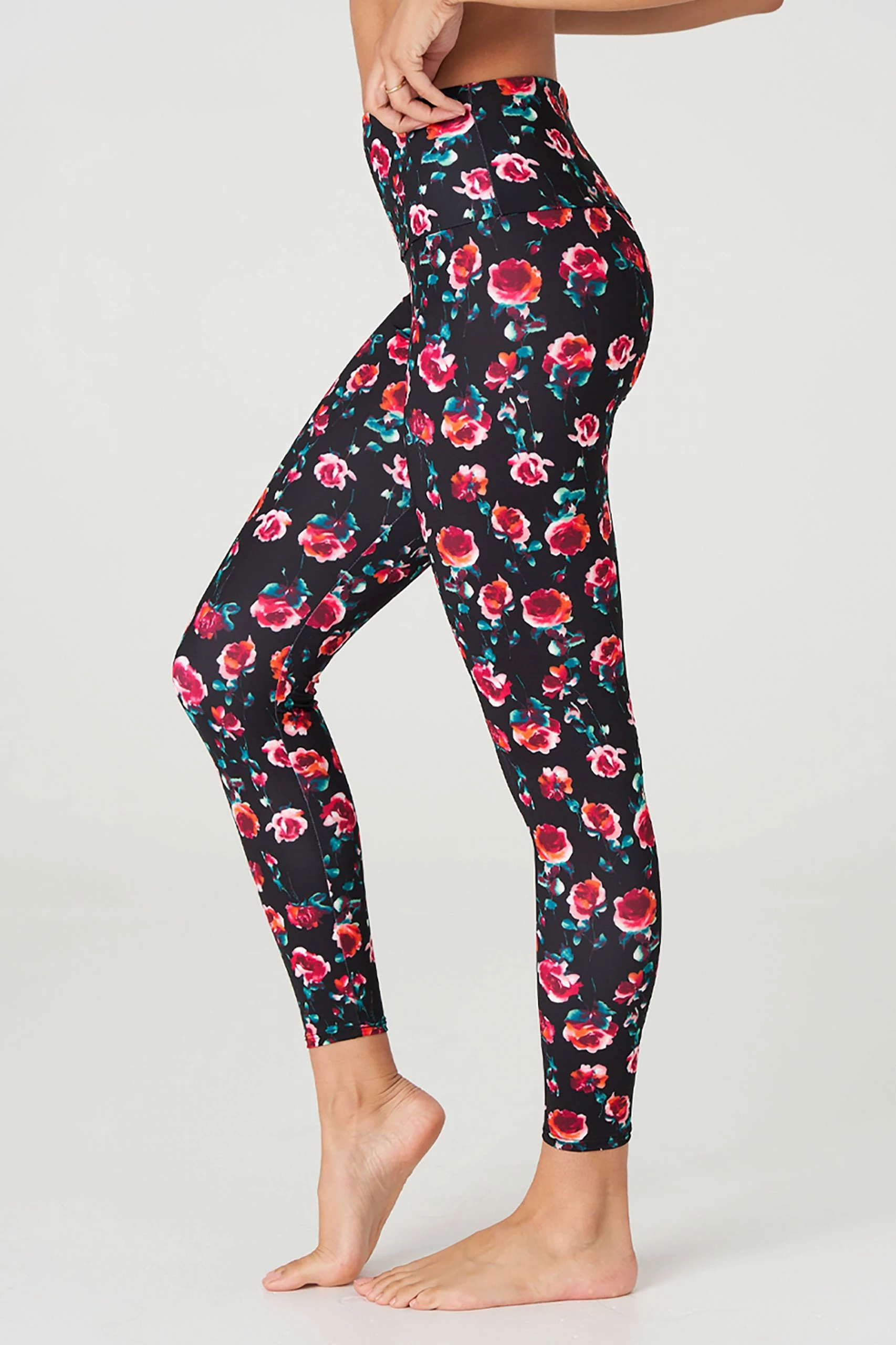 Onzie High Rise Legging - Midnight Roses Bottoms 5 Onzie High Rise Legging - Midnight Roses Bottoms
