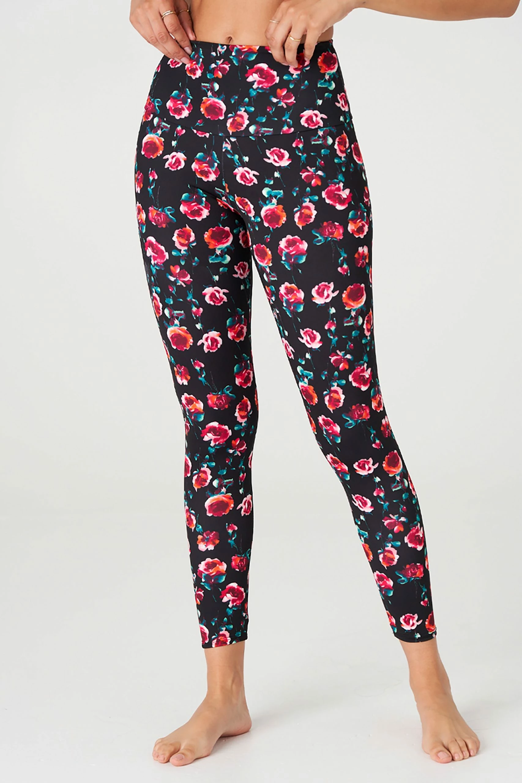 Onzie High Rise Legging - Midnight Roses Bottoms 3 Onzie High Rise Legging - Midnight Roses Bottoms