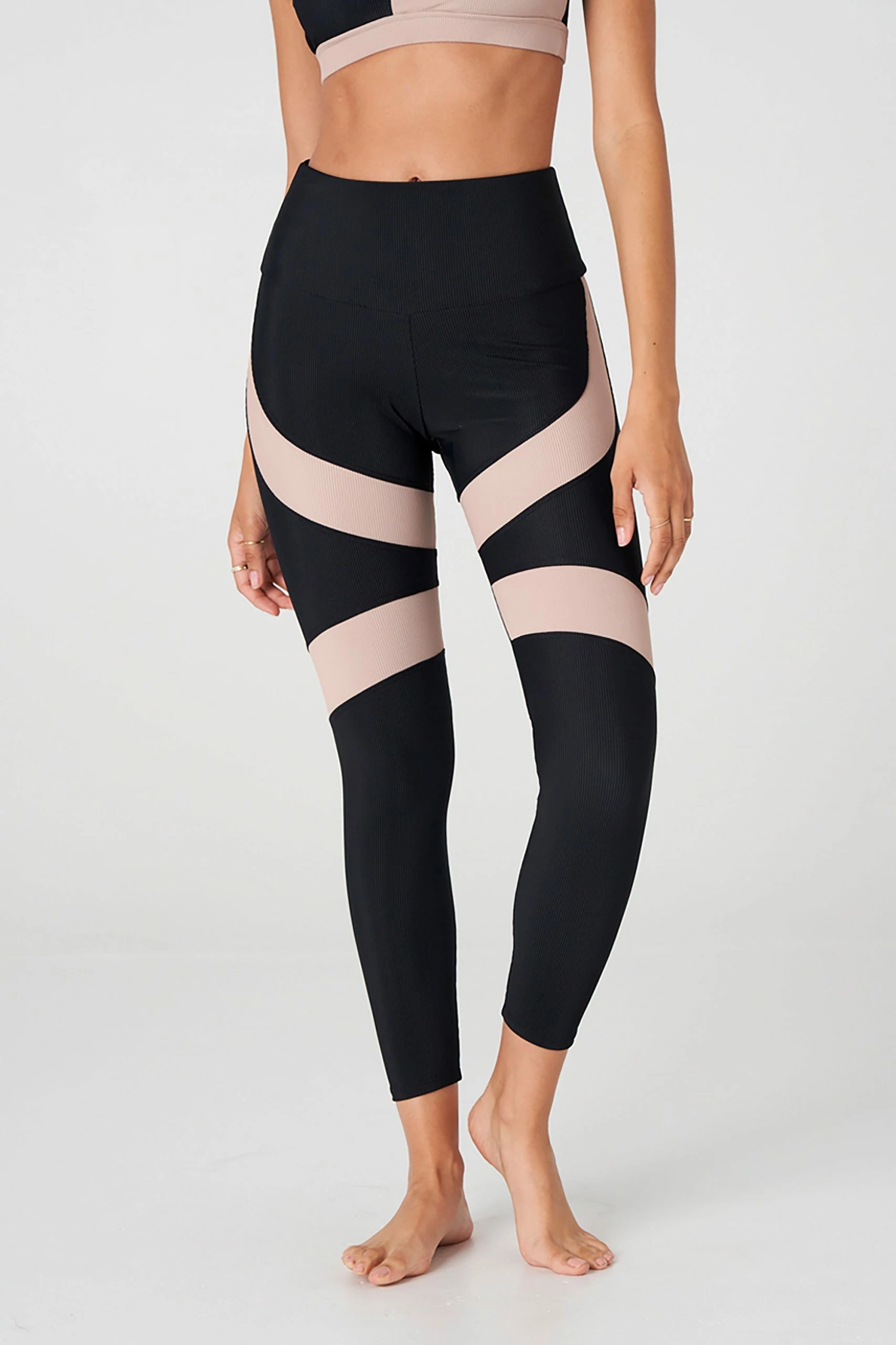Onzie Cadence Legging - Black Rib Taupe Rib 3 Onzie Cadence Legging - Black Rib Taupe Rib
