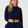 Onzie Cinch Crop Hoodie - Navy Fleece 2 Onzie Cinch Crop Hoodie - Navy Fleece