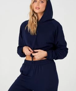 Onzie Cinch Crop Hoodie - Navy Fleece