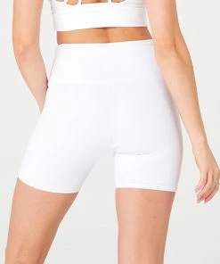 Onzie Rib Mini Biker Short - White Rib Bottoms