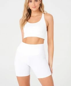 Onzie Rib Mini Biker Short - White Rib Bottoms
