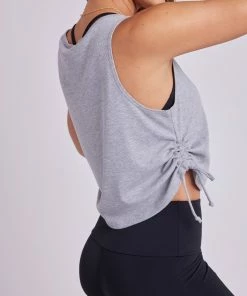 ONZIE Side Tie Tank - Heather Gray Core Rib
