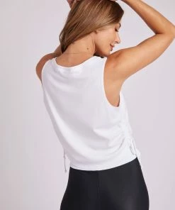 ONZIE Side Tie Tank - White Core Rib Tops