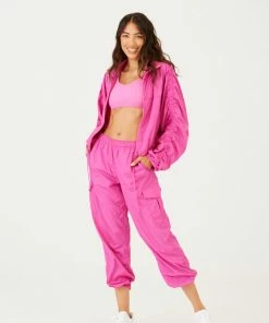 ONZIE Bottoms Parachute Cargo Pant - Rasberry Rose