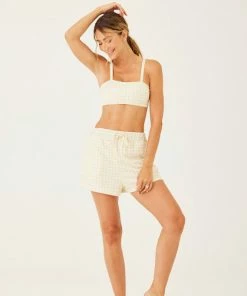 ONZIE French Terry Sweat Short - Limoncello Gingham Bottoms 10 ONZIE French Terry Sweat Short - Limoncello Gingham Bottoms