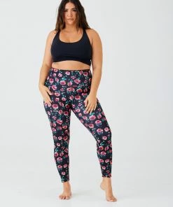 Onzie High Rise Legging - Midnight Roses Bottoms 17 Onzie High Rise Legging - Midnight Roses Bottoms