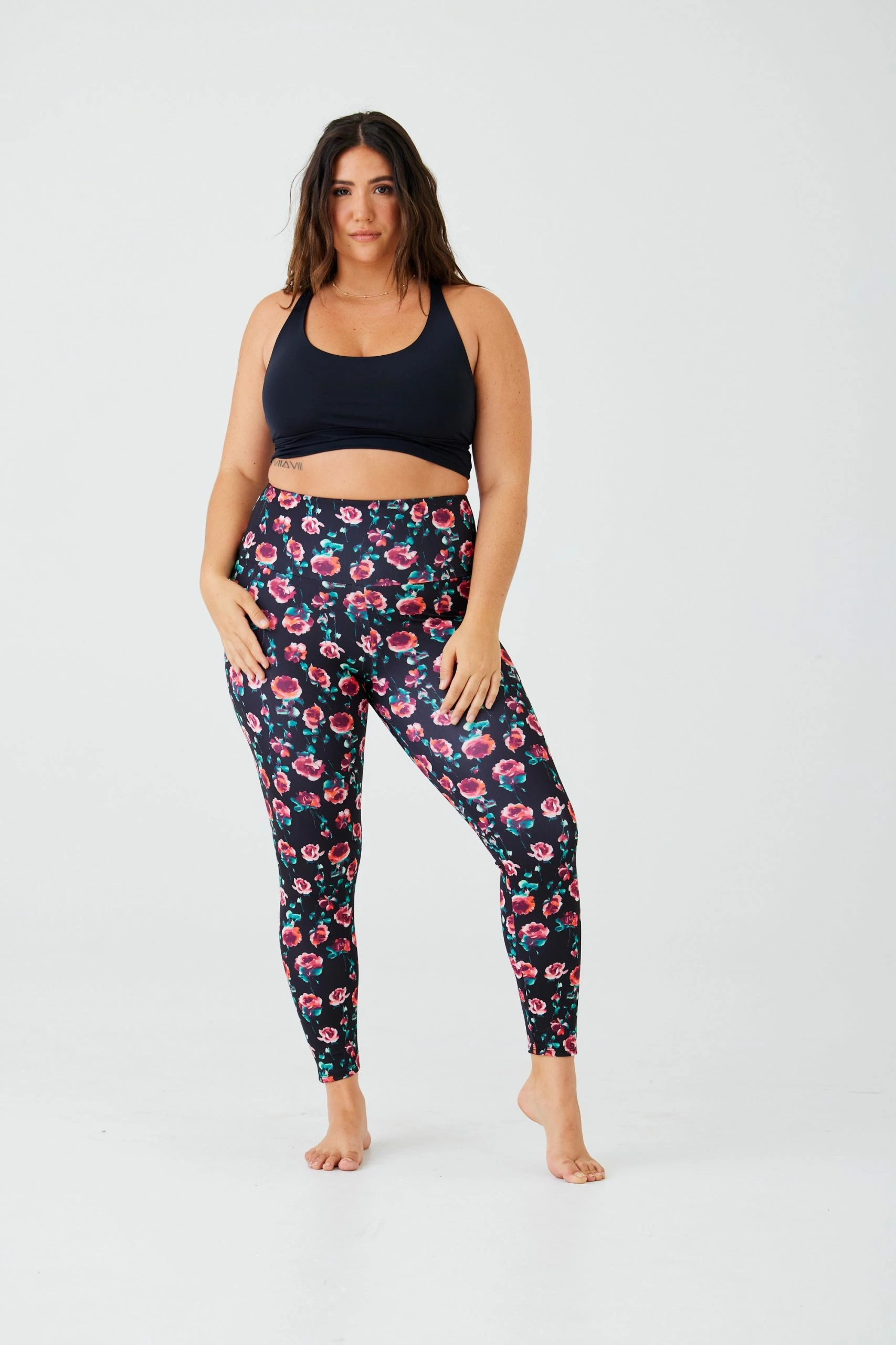 Onzie High Rise Legging - Midnight Roses Bottoms 10 Onzie High Rise Legging - Midnight Roses Bottoms