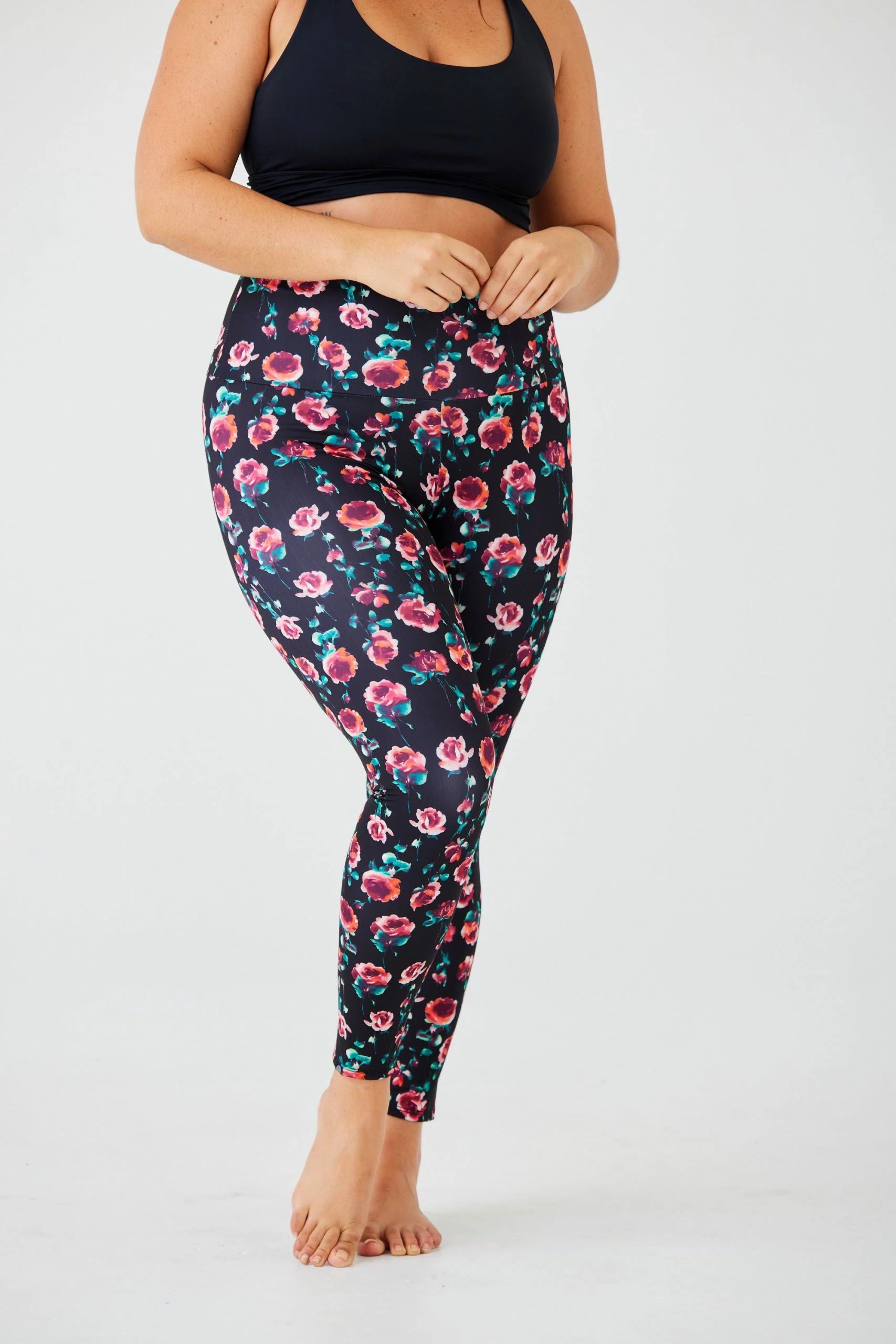 Onzie High Rise Legging - Midnight Roses Bottoms 7 Onzie High Rise Legging - Midnight Roses Bottoms