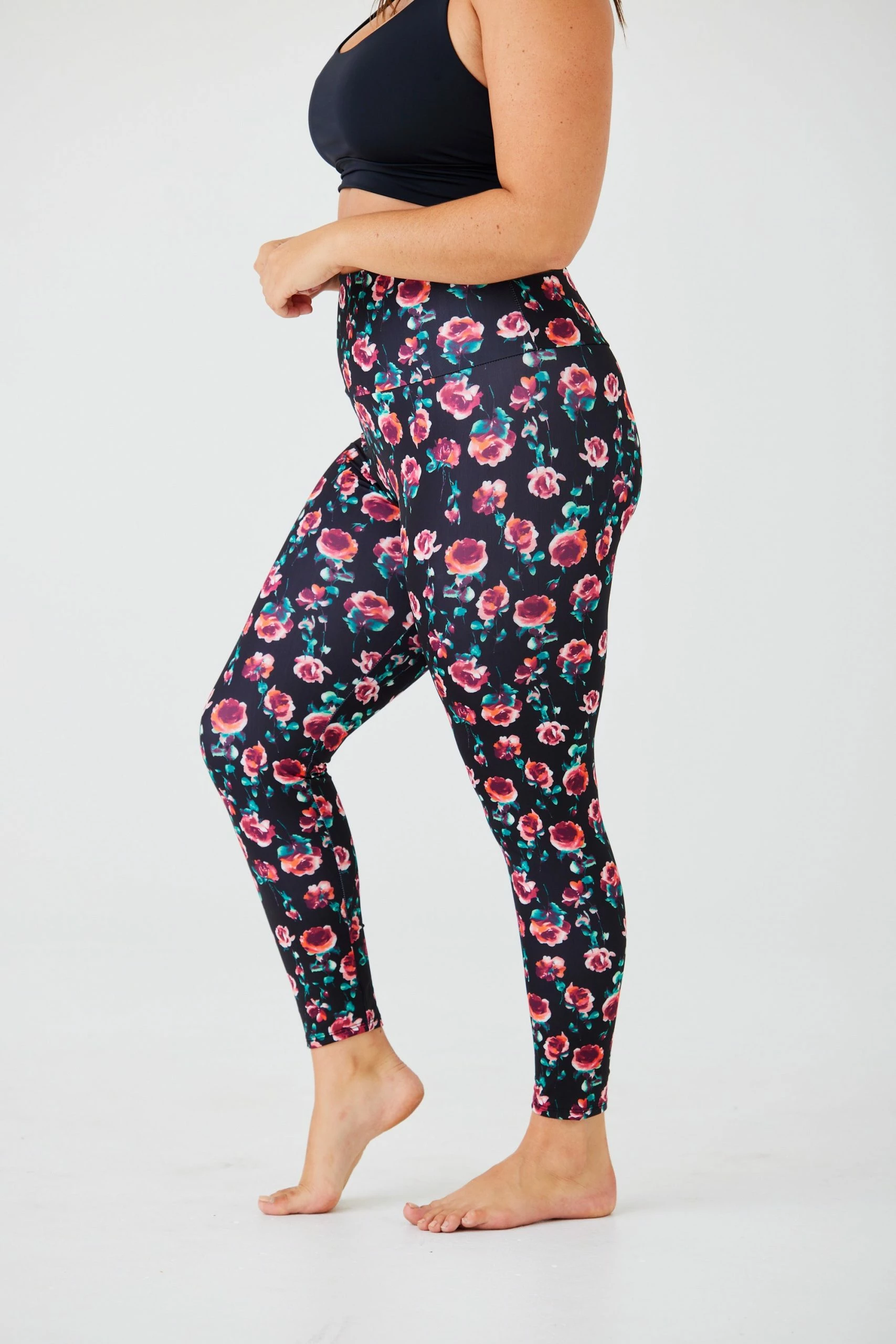 Onzie High Rise Legging - Midnight Roses Bottoms 8 Onzie High Rise Legging - Midnight Roses Bottoms