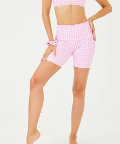 ONZIE High Rise Mini Biker Short - Rosette Gingham Bottoms
