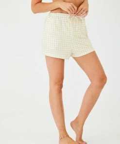 ONZIE French Terry Sweat Short - Limoncello Gingham Bottoms