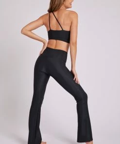 Onzie Rib Studio Flare Leg Pant - Black Rib Bottoms