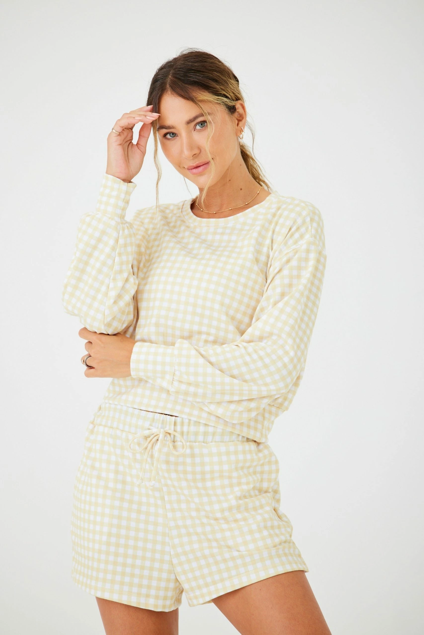ONZIE Bella Sweatshirt - Limoncello Gingham 3 ONZIE Bella Sweatshirt - Limoncello Gingham