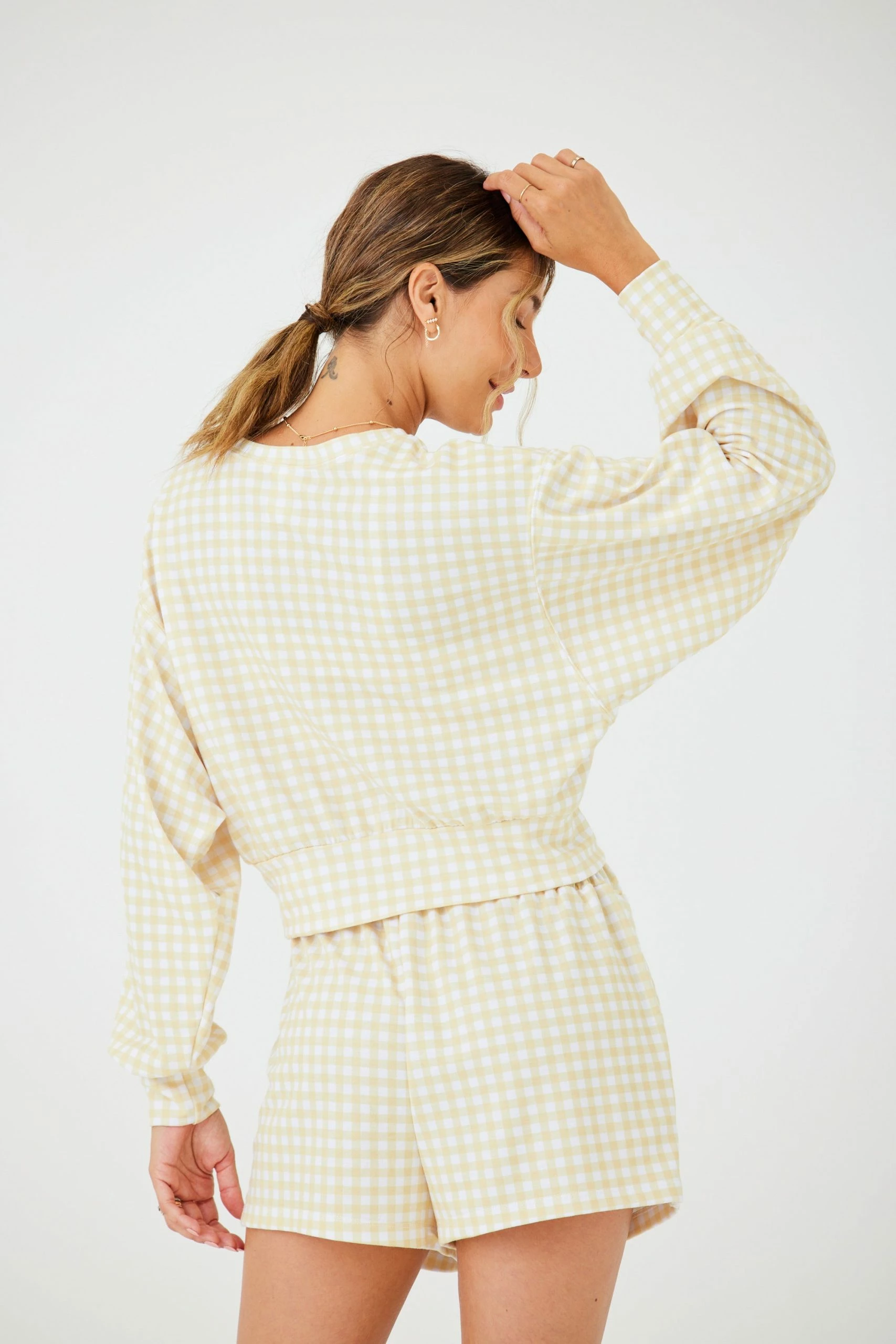 ONZIE Bella Sweatshirt - Limoncello Gingham 4 ONZIE Bella Sweatshirt - Limoncello Gingham