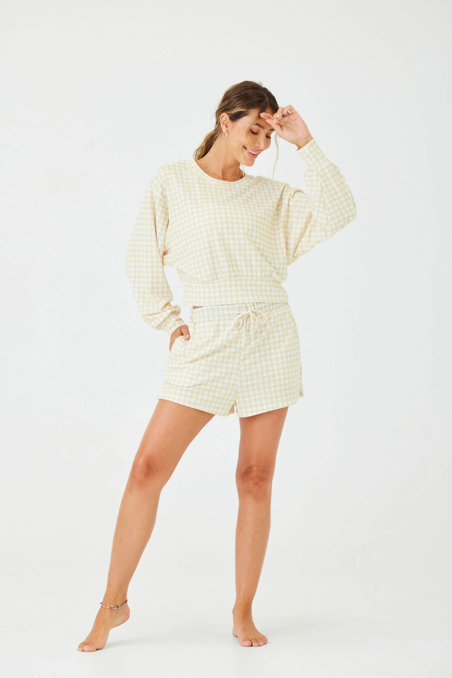 ONZIE Bella Sweatshirt - Limoncello Gingham 7 ONZIE Bella Sweatshirt - Limoncello Gingham