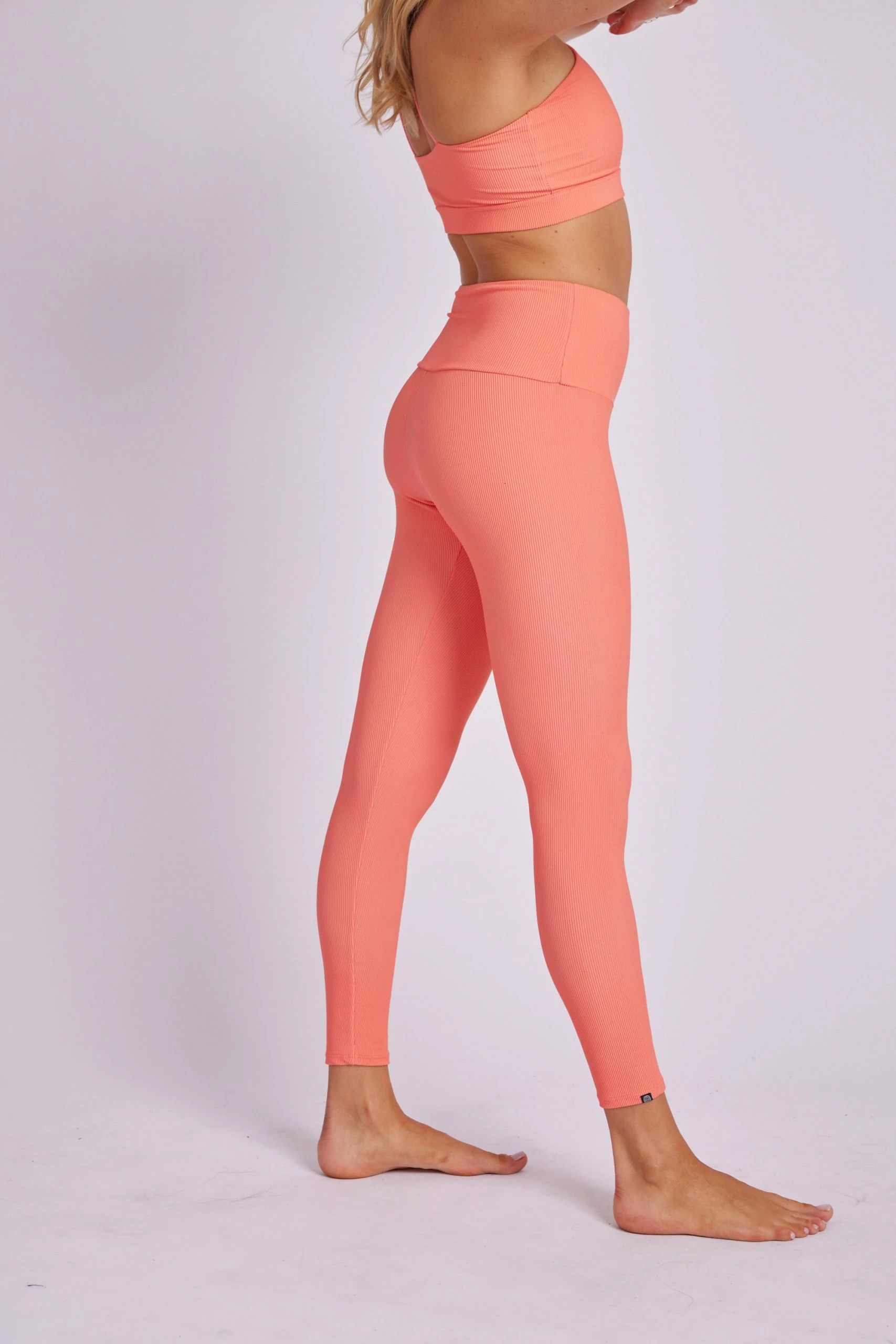 ONZIE High Rise Rib Legging - Peach Punch Rib 4 ONZIE High Rise Rib Legging - Peach Punch Rib