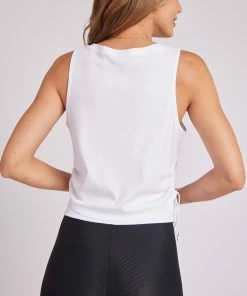 ONZIE Side Tie Tank - White Core Rib Tops