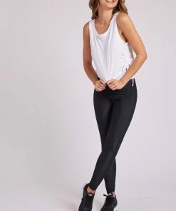 ONZIE Side Tie Tank - White Core Rib Tops