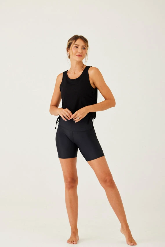 ONZIE Side Tie Tank - Black Core Rib Tops 6 ONZIE Side Tie Tank - Black Core Rib Tops
