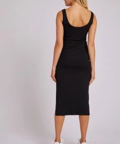 ONZIE Slit Maxi Dress - Black Core Rib