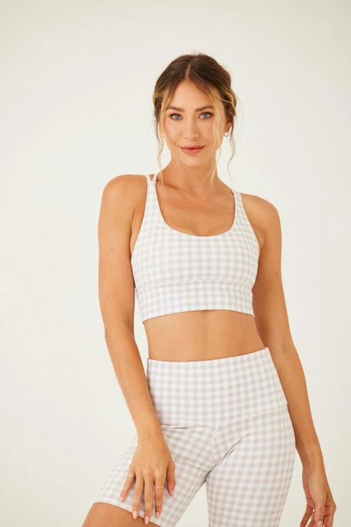 ONZIE Sacred Bra - Dusty Dune Gingham Tops
