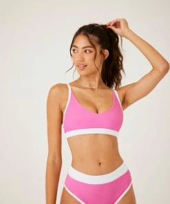 ONZIE Women's New Color Block Bra - Ibis Rose White Rib