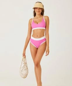 ONZIE Women's New Color Block Bra - Ibis Rose White Rib 9 ONZIE Women's New Color Block Bra - Ibis Rose White Rib