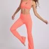 ONZIE Rib Studio Flare Leg Pant - Peach Punch Rib Women's New 1 ONZIE Rib Studio Flare Leg Pant - Peach Punch Rib Women's New