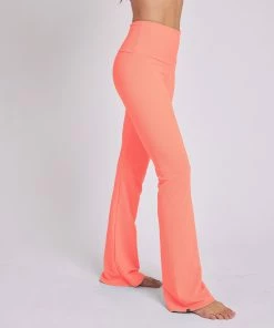 ONZIE Rib Studio Flare Leg Pant - Peach Punch Rib Women's New