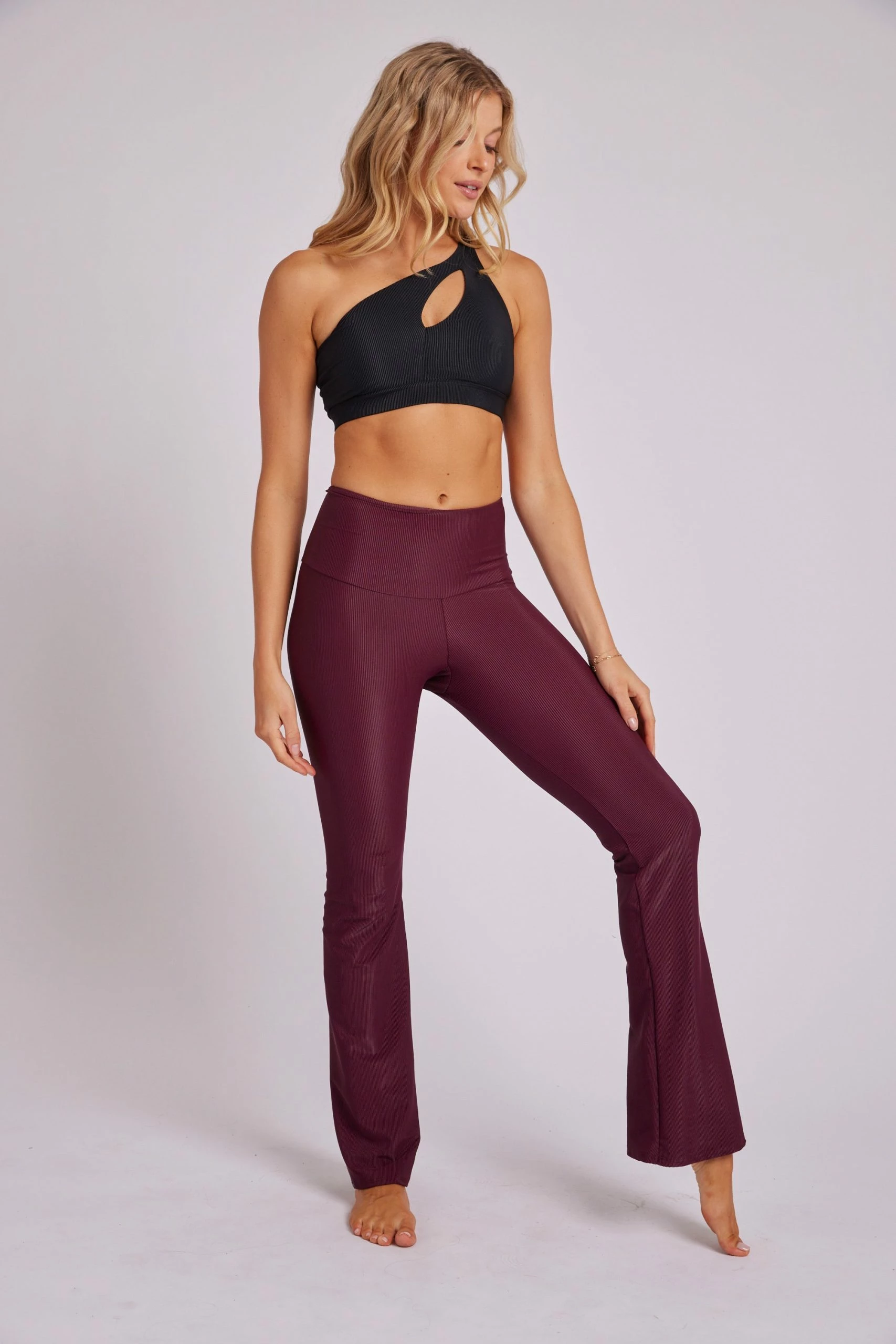 Onzie Rib Studio Flare Leg Pant - Fig Rib 3 Onzie Rib Studio Flare Leg Pant - Fig Rib