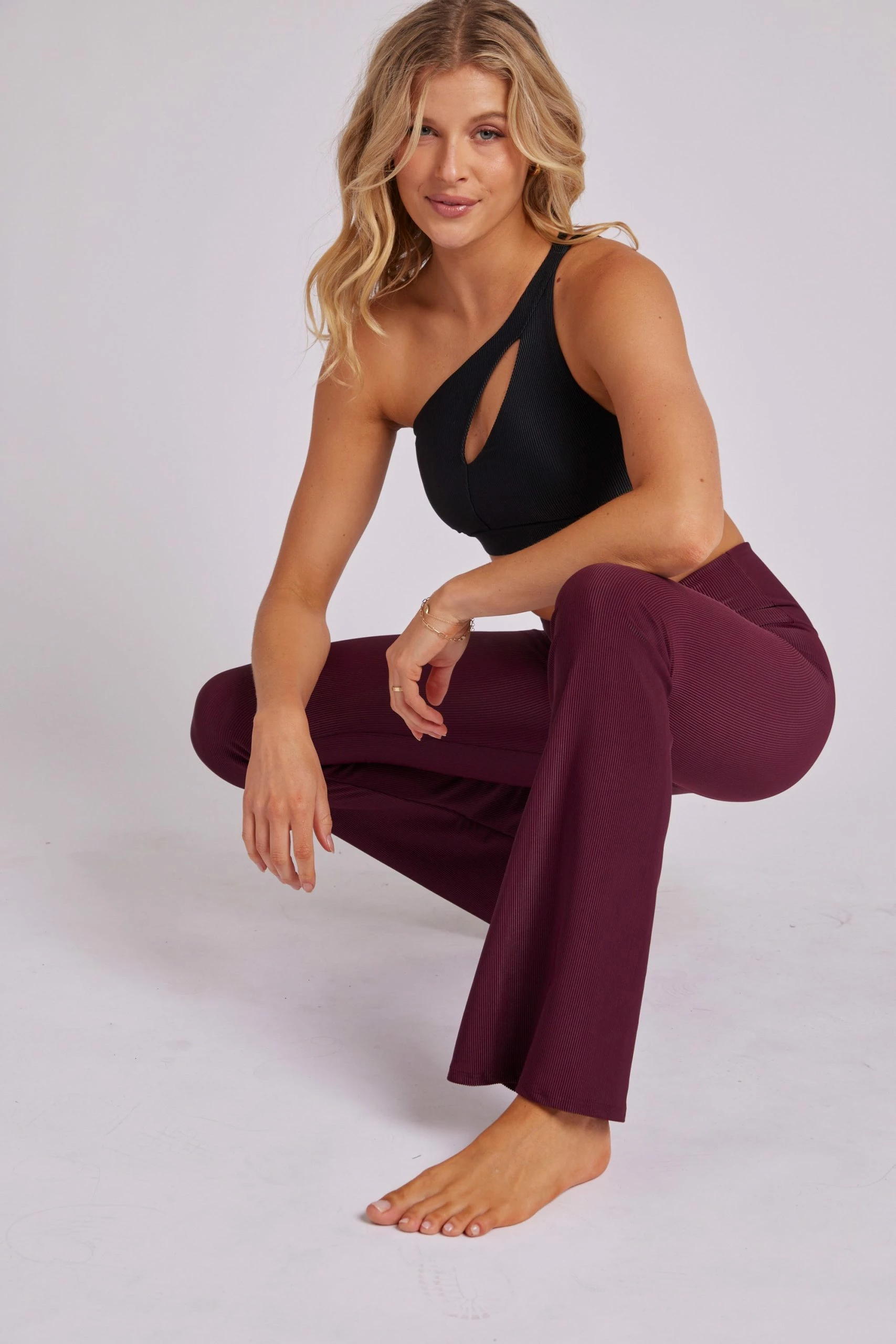 Onzie Rib Studio Flare Leg Pant - Fig Rib 4 Onzie Rib Studio Flare Leg Pant - Fig Rib