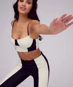 ONZIE Bustier Bra + Mini Bell Set - Black Rib Ivory Rib